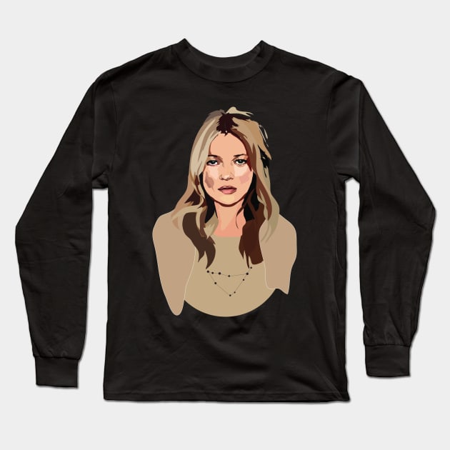 Kate Moss Long Sleeve T-Shirt by annamckay